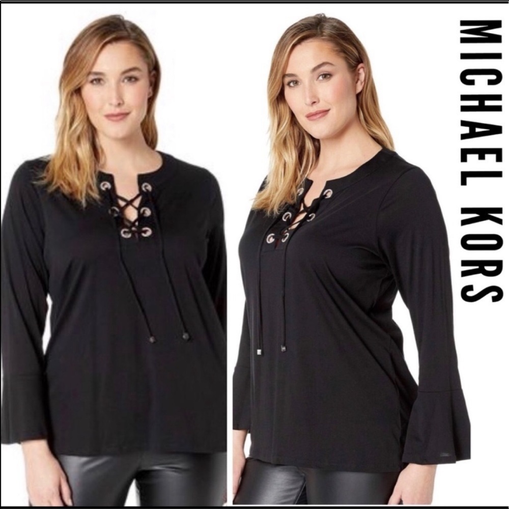 Michael Kors Rhinestone Grommet Lace-up Top NWT